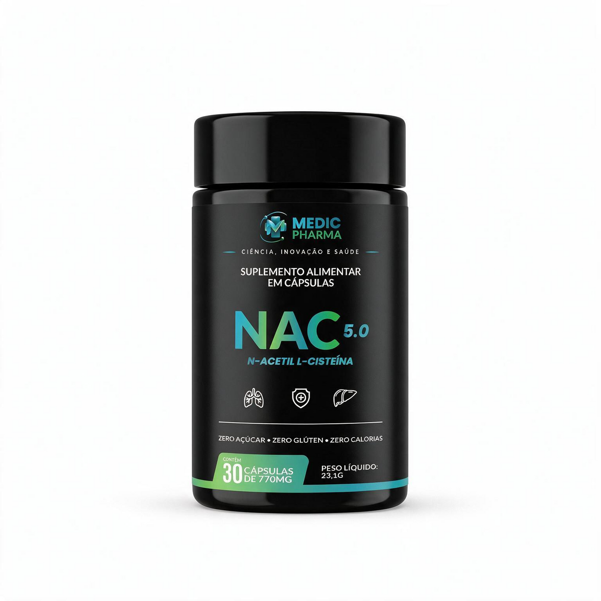 NAC 5.0 - MedicPharma - N-Acetil Cisteína para Detox e Proteção