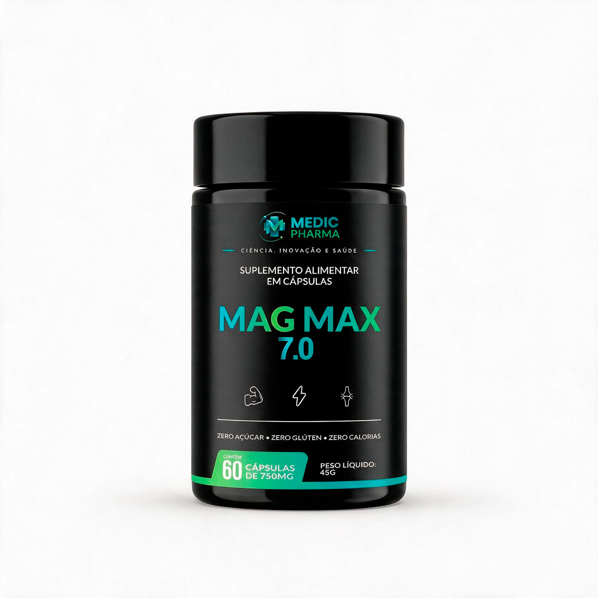 MAG MAX 7.0 - MedicPharma - 7 Fontes de Magnésio para Energia e Recuperação Muscular