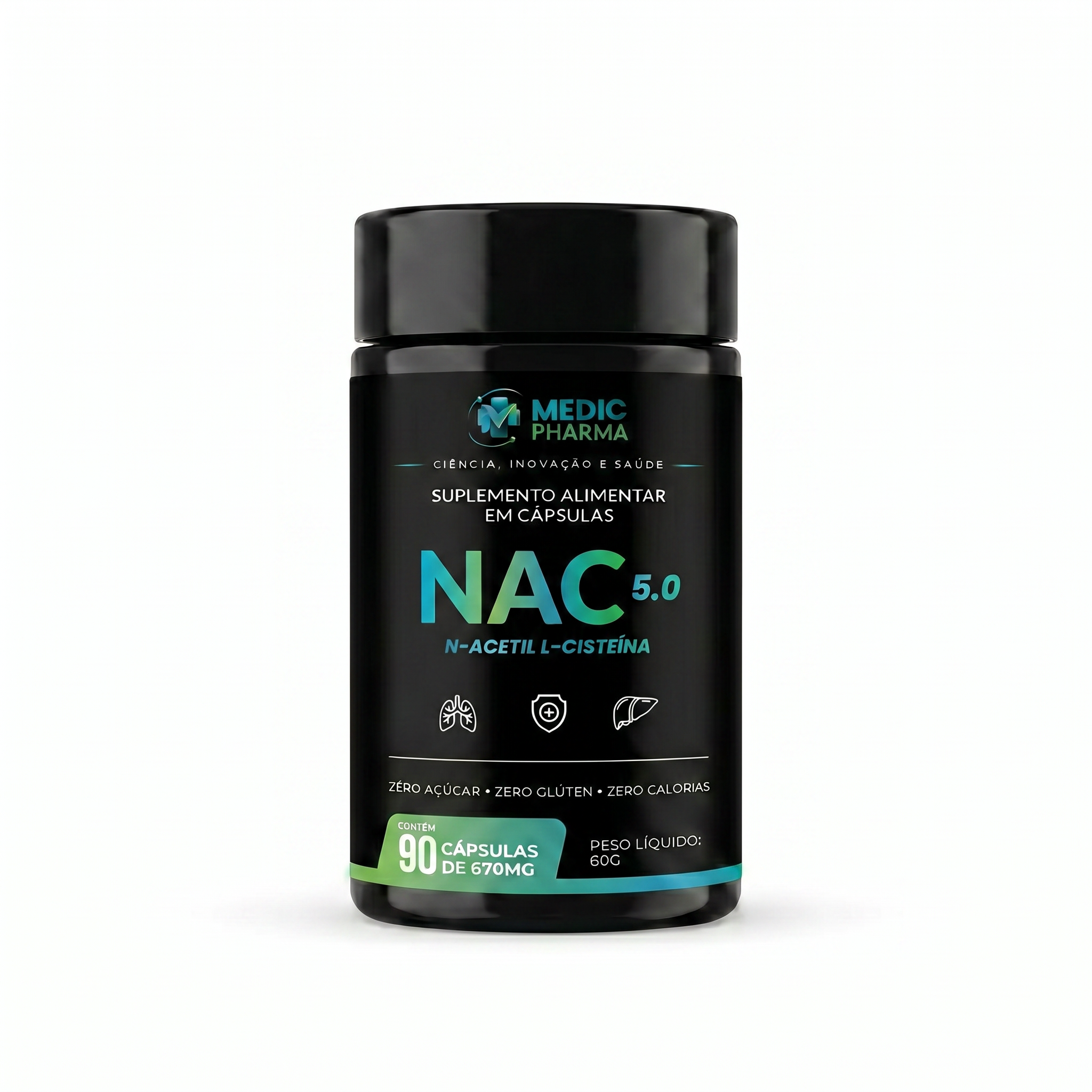NAC 5.0 | MedicPharma — 600mg N-Acetil Cisteína para Detox e Proteção